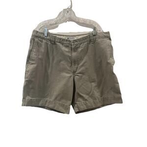 Columbia Shorts Mens 40 Olive Green Flat Front Pockets Logo Outdoor Hike Camp